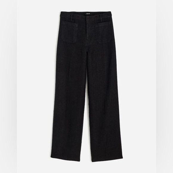 Madewell jet black Patch Pocket Flare Pant in 100% Linen - Picture 4 of 5
